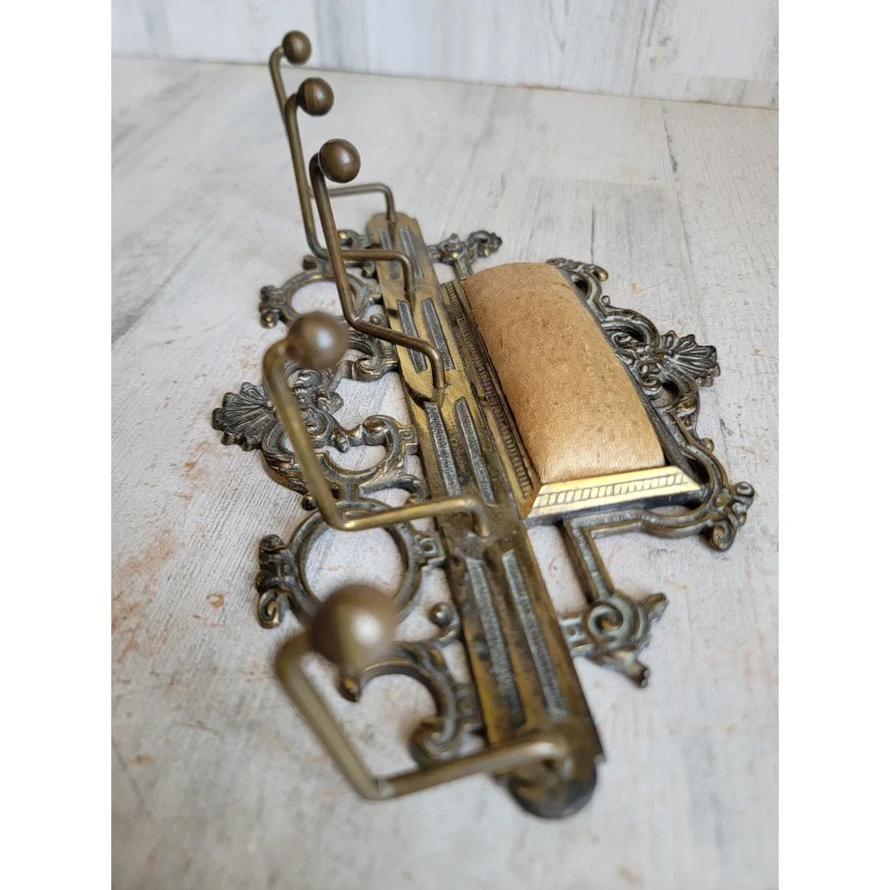 Vintage antique brass? wall hanging hook coat tie gilded rack metal wall